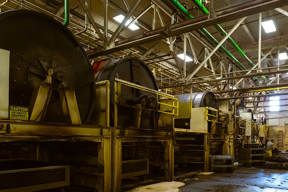 Red Wing S.B. Foot Tanning Company how leather is made wooden drums