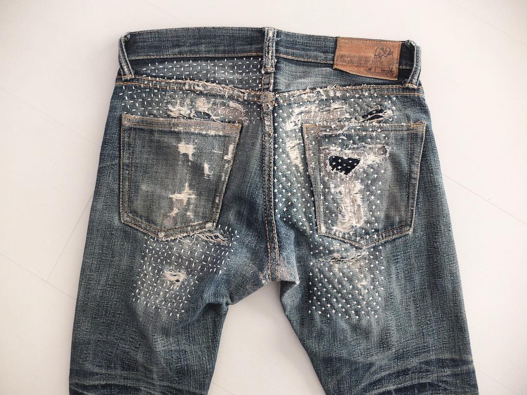 Denimhunters, Blue Blooded, Instagrammer, Sashiko Denim by Pey, sashiko, denim repairs, hand-stitched