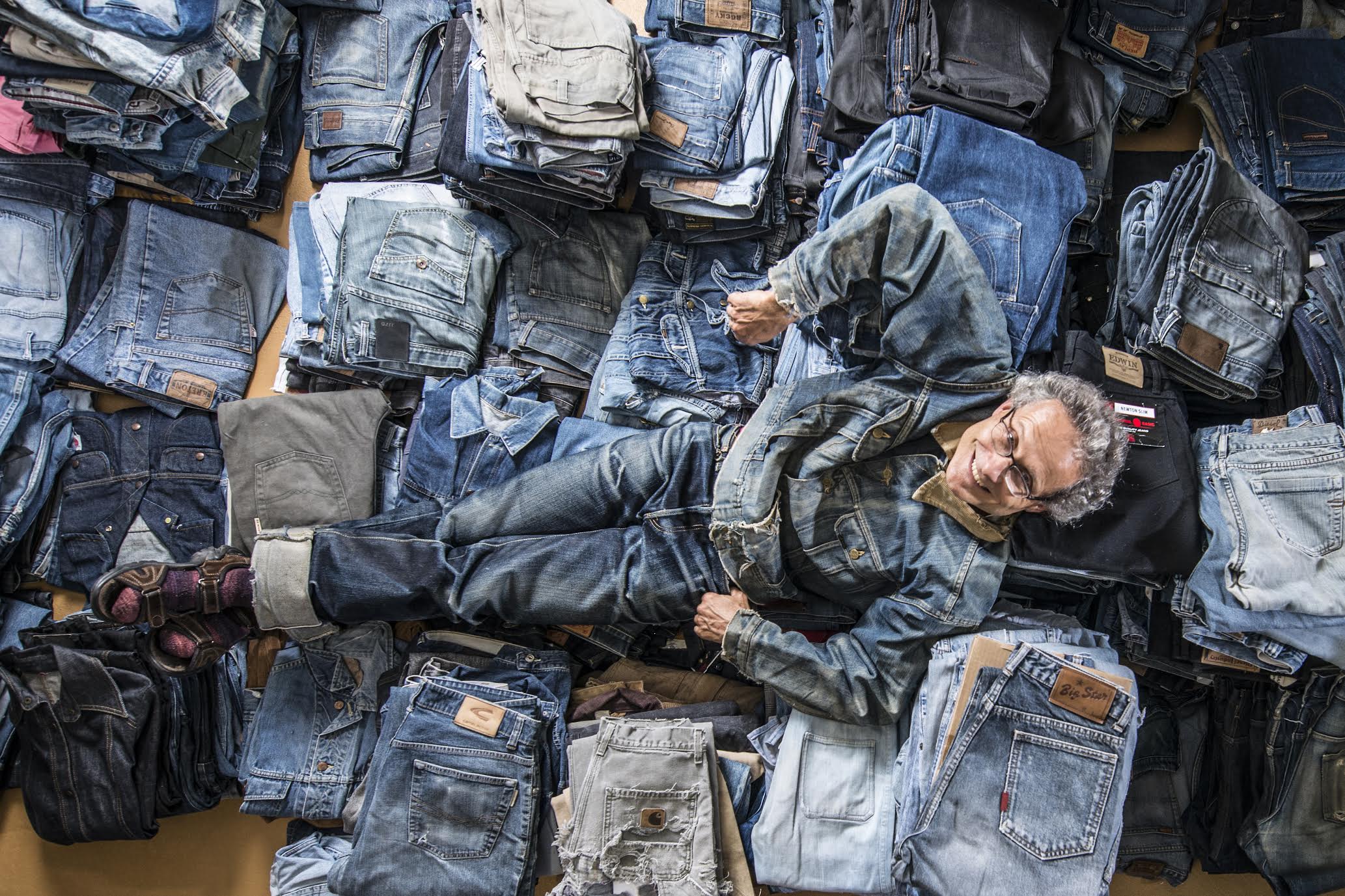 Ruedi Karrer in the Jeans Museum.