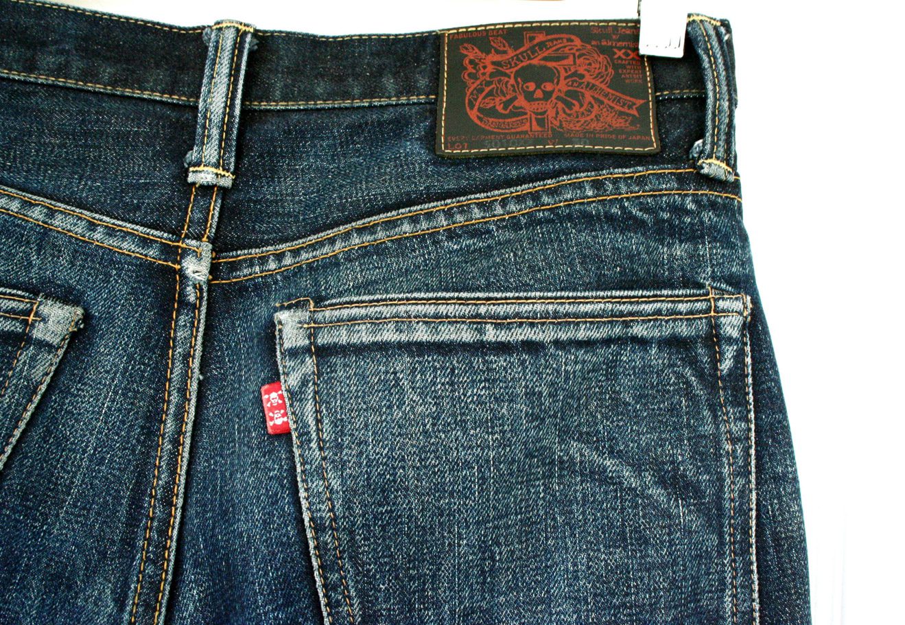 Skull jeans, red tab, Japanese jeans, selvedge denim, denim fades,