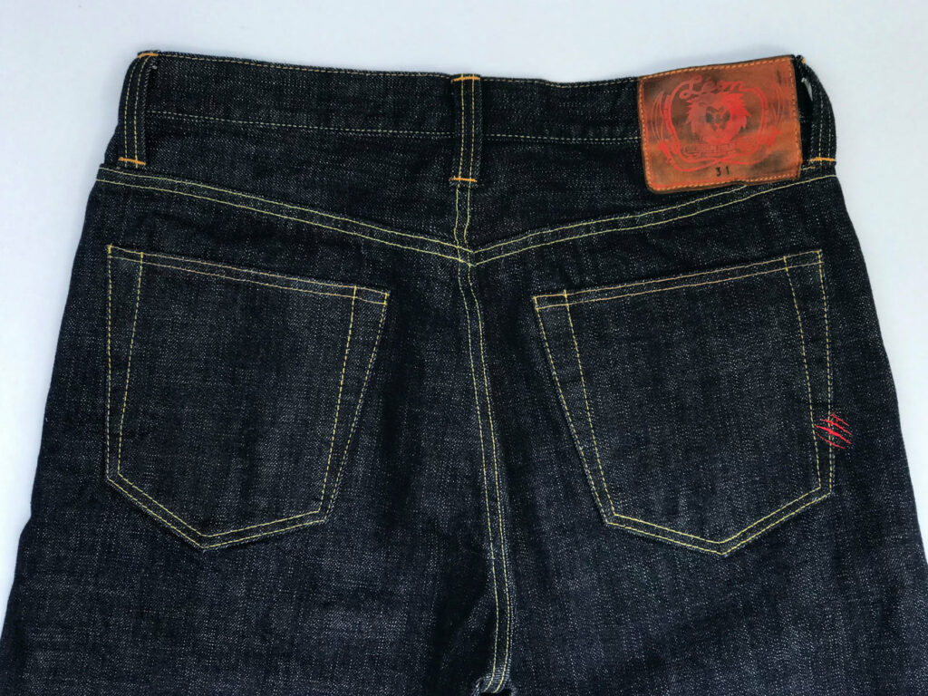 Small Dollar Sevledge Budget Jeans Guide Leon Denim LD 1947 16 oz slubby one wash Back Pockets Detail