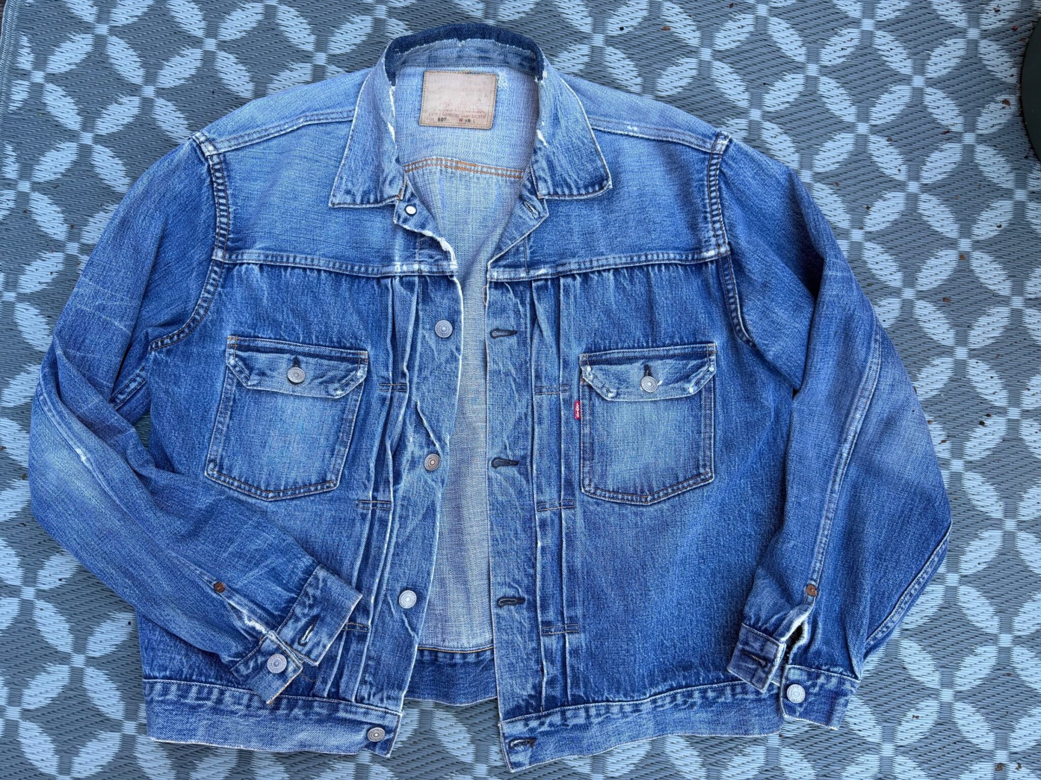 Faded denim, full front view